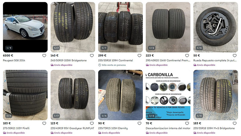 Imágenes de neumáticos en Wallapop